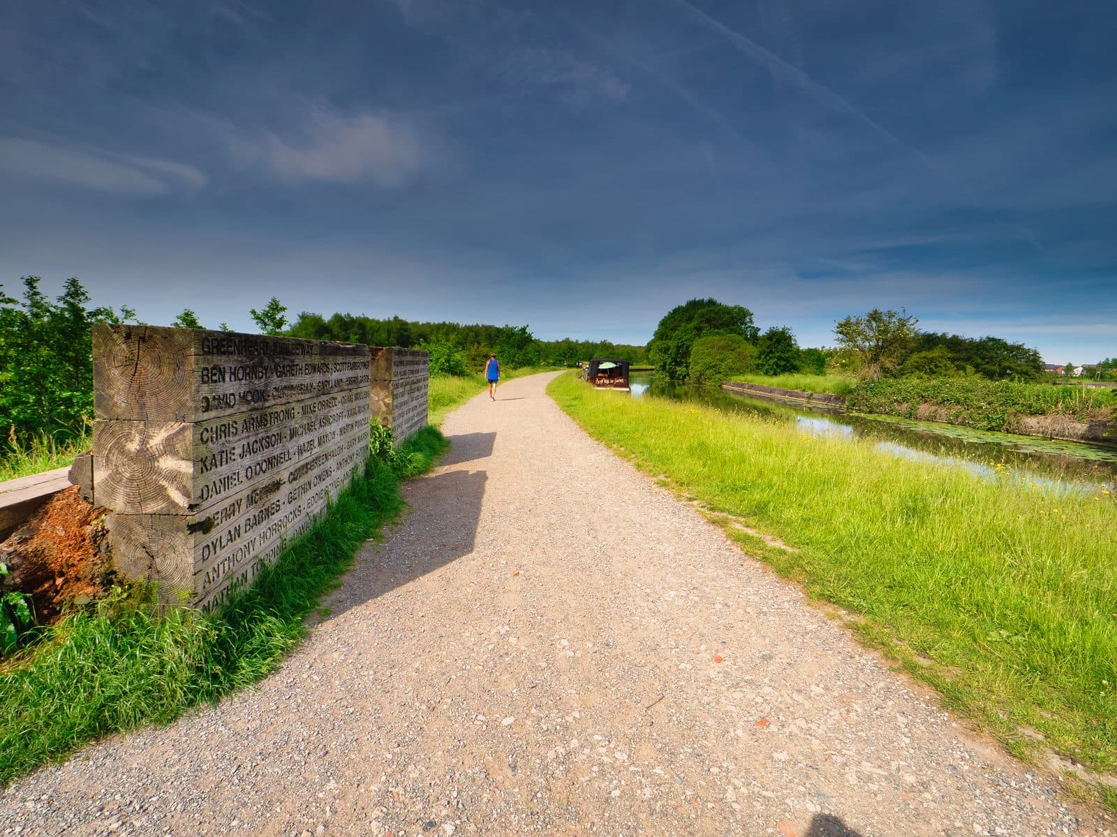Canal towpath beside the flash at Pennington Flash Country Park, Greater Manchester